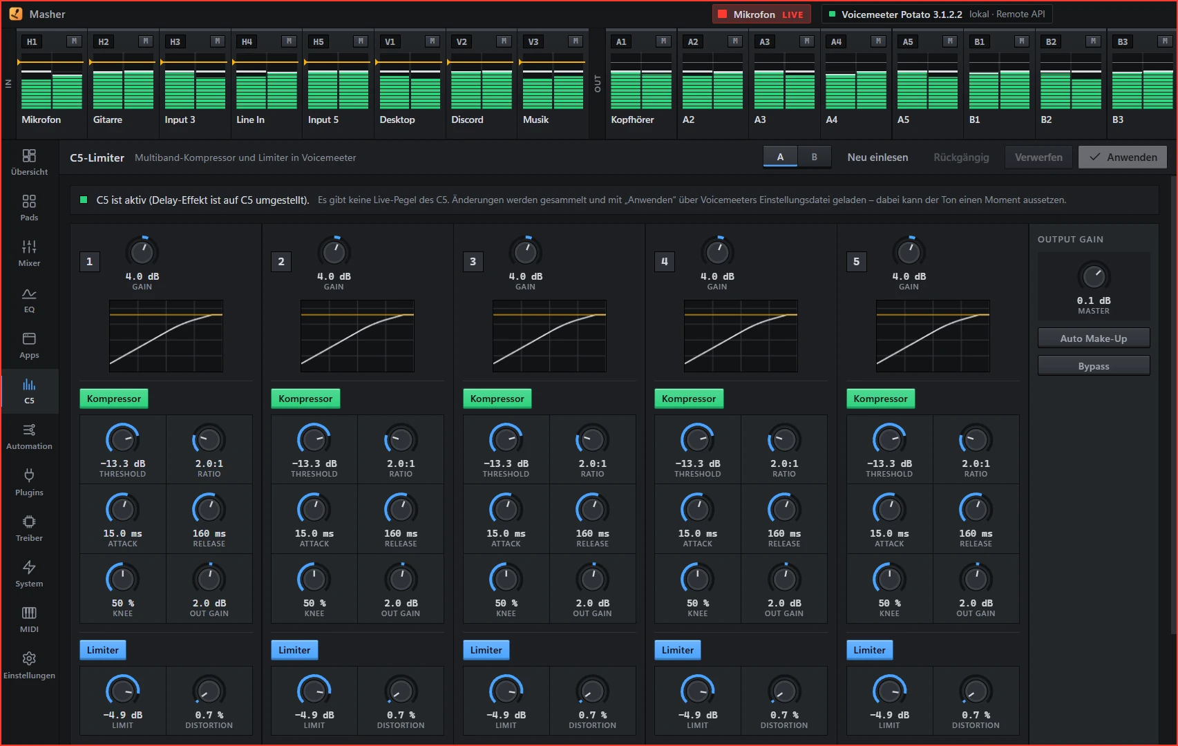 C5-Limiter mit fünf Bändern.